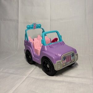 Fisher Price Little People Barbie Jeep Talking Sound Vehicle Pink Purple Toy